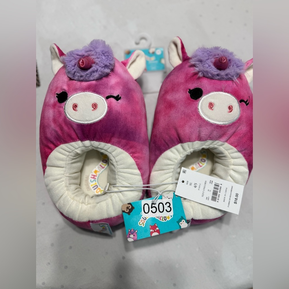 Squishmallow Pink Unicorn Slippers 4/5